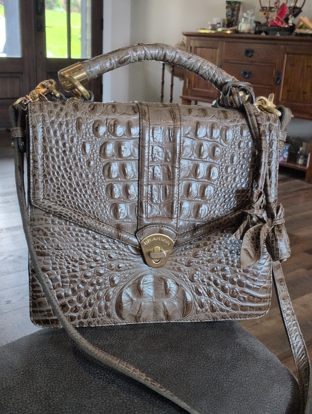 Brahmin RARE Olivia Rose in Misty Smoke -  w/ Tassels & Crossbody Strap
